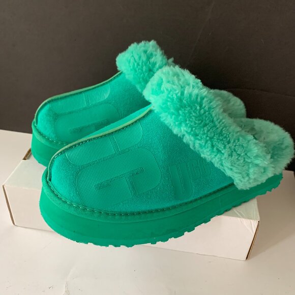 UGG DISQUETTE SCATTER GRAPHIC SLIPPER SIZE US 8 EMERALD GREEN PLATFORM SHOE - Picture 3 of 10